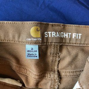Rugged Flex Straight Fit Double Front Pants by Carhartt. Brown/Khaki. Women's 2.